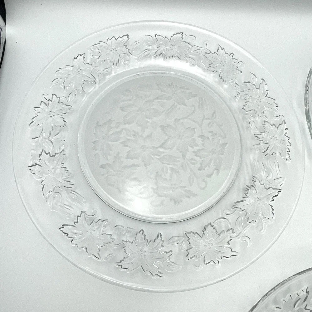 Vintage 1980s Princess House Fantasia Dinner Plates Set Of 3 Frosted Floral 10